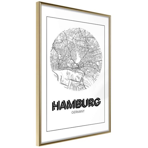  Poster - City Map: Hamburg (Round) 30x45 Slike