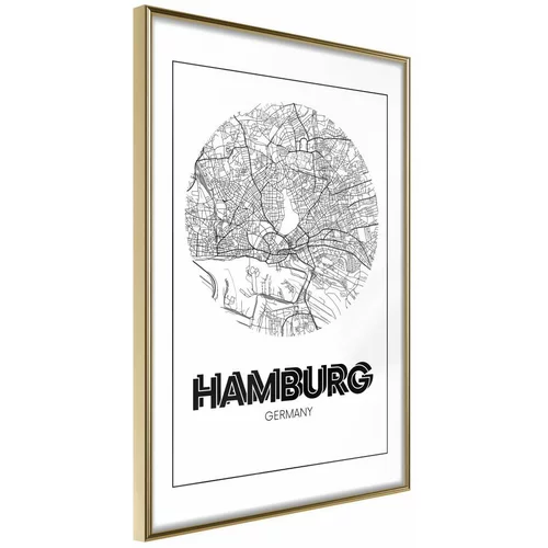  Poster - City Map: Hamburg (Round) 30x45