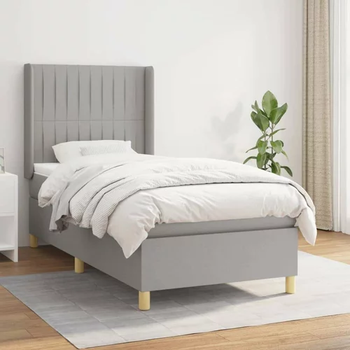  Box spring postelja z vzmetnico svetlo siva 80x200 cm blago, (20899566)