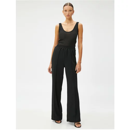 Koton Wide Leg Trousers with Ribs and Elastic Waist.