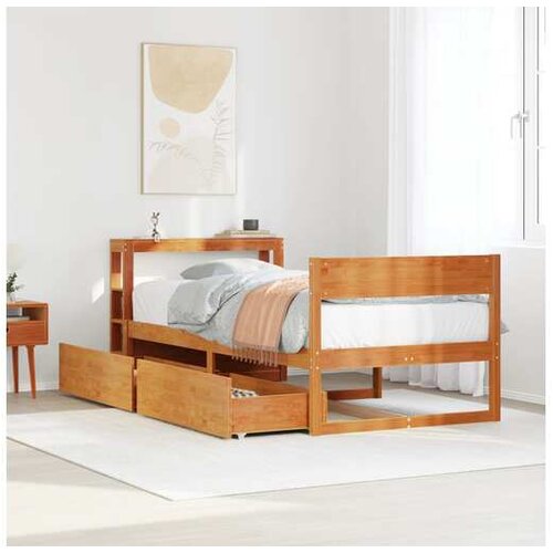 VidaXL Okvir kreveta bez madraca vo&amp;scaron;tano smeđi 100x200 cm od borovine Slike