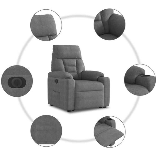 VidaXL Električni naslonjač na podizanje tamnosivi mikrovlakna Slike