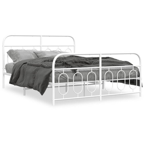 vidaXL Metalni okvir kreveta uzglavlje i podnožje bijeli 140 x 190 cm Cijene