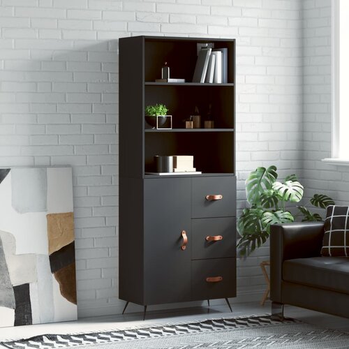 VidaXL Visoka komoda crni 69 5x34x180 cm konstruirano drvo Slike