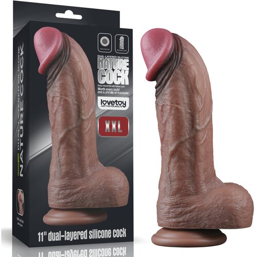 Lovetoy 11" Dual Layered Silicone Cock XXL Brown Cijene