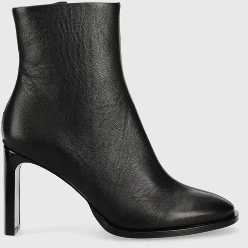 Calvin Klein Kožne gležnjače Curved Stil Ankle Boot 80 za žene, boja: crna, s debelom petom