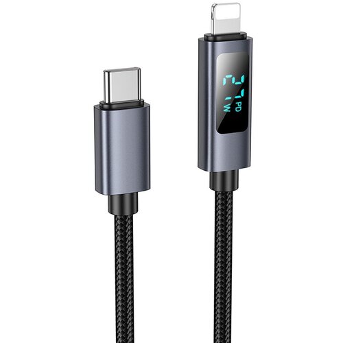 Hoco kabal (kabl) type c na lightning s prikazom pd 27W X112 1 m crni Cene