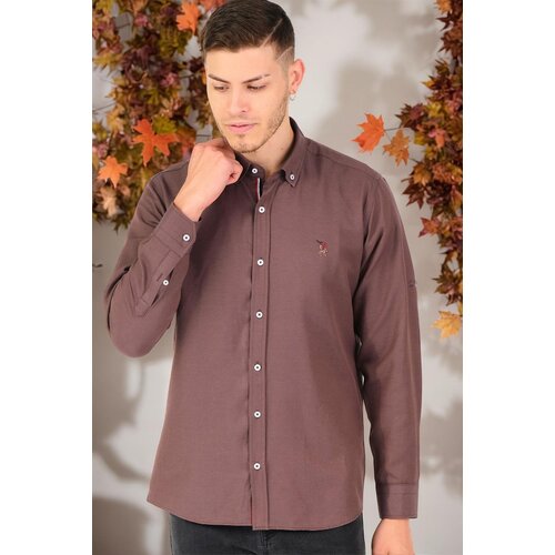 Dewberry G674 MEN&amp;#039;S SHIRT-PLAIN BROWN Slike