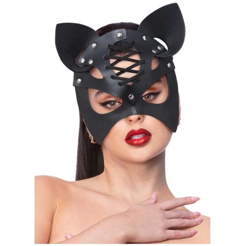 Fever Mock Leather Cat Mask Black Cene