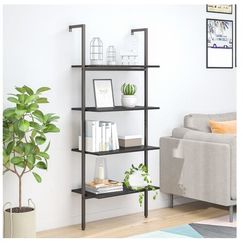  Naslanjajuća polica s 4 razine crna 64x35x152 5 cm Cijene