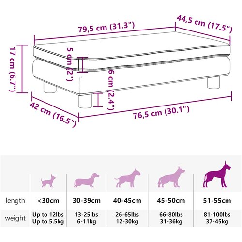  Krevet za pse s produžetkom ružičasti 100x50x30 cm bar&amp;scaron;unasti Slike