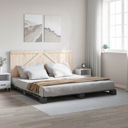  Okvir za krevet s uzglavljem sivi 200 x 200 cm masivna borovina Cijene