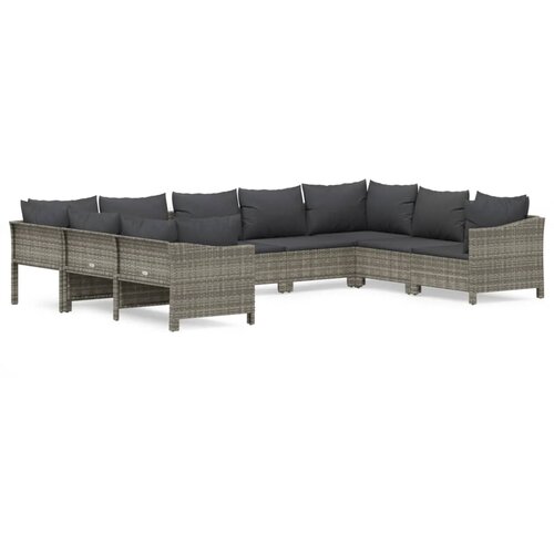 Maison Chic Seti vrtnega pohištva - Vrtna garnitura - Vrtni pohištvo set 9-delna z blazinami siv poli ratan, (21807783) Cene
