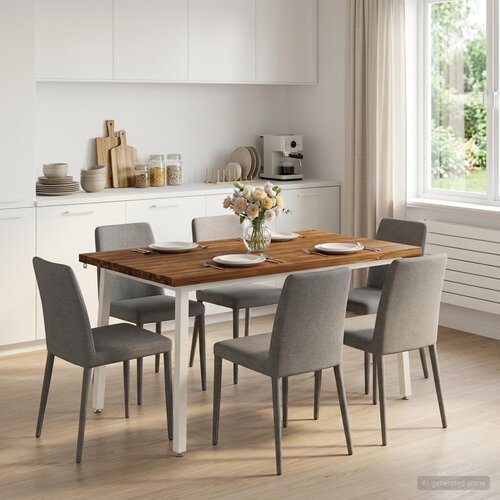  Kvadratni blagovaonski stol 140 x 90 x 75 cm Prirodna Slike