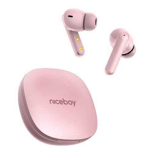Niceboy pins 4 pro - bežične slu&amp;scaron;alice sa anc 380 mah + 2x 35 mah IP54 ružičaste Slike
