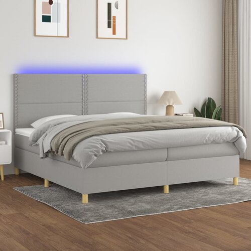  box spring s madracem LED svjetlosivi 200x200 cm tkanina Cijene