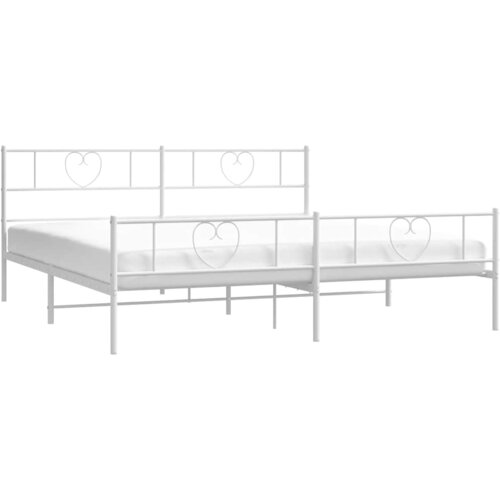  Metalni okvir kreveta uzglavlje i podnožje bijeli 183x213 cm Slike