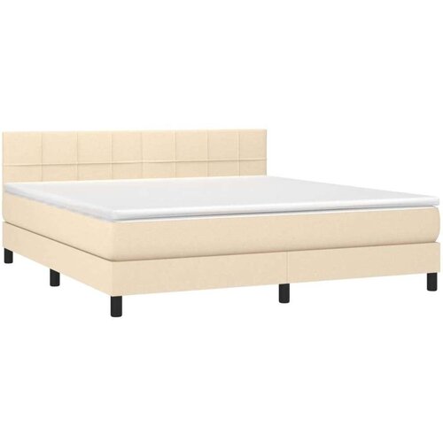  Krevet box spring s madracem LED krem 180x200 cm od tkanine Slike