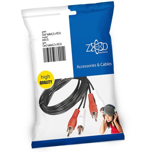 Zed Electronic Činč kabl 5 met., 2 x RCA - AK/5, Crni Cijene