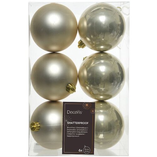 Dekordom Novogodišnji set kugli za jelku 6pcs 8cm 022065 - Pearl - KMG Cene