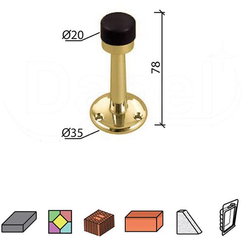 Dabel odbojnik zidni za vrata od601 ms fi35/20x78 mm Slike