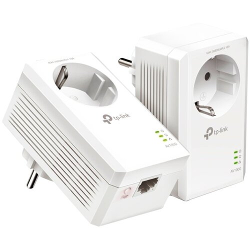 Tp-link AV1000 Passthrough Powerline KIT, Broadcom, 1 Gigabit Ports, 1000Mbps Powerline, HomePlug AV2, Green Powerline, Plug and Play, Pair Button, New PLC Utility, Twin Pack Slike