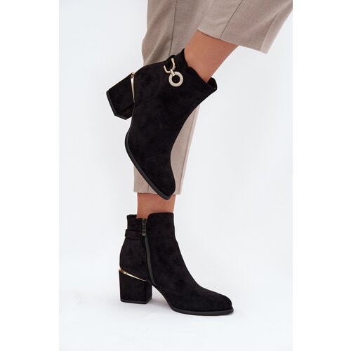 Boto Insulated women's ankle boots with golden details on heel black Dorisse Cijene