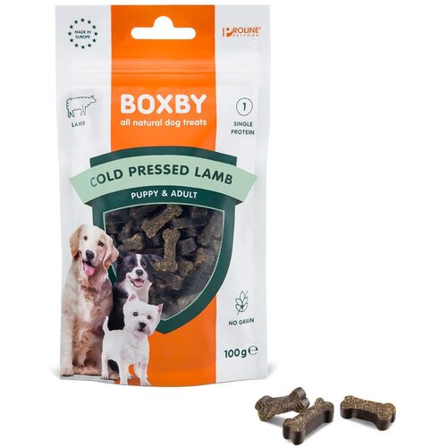 Boxby Poslastica za pse Puppy &amp;amp; Adult Grain Free Janjetina, 100 g Slike