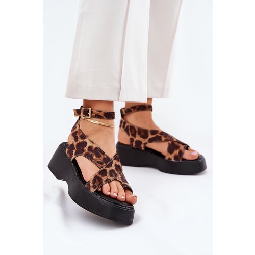 Boto Women's Platform And Wedge Sandals In Leopard Print Brown Tenzorus Cene