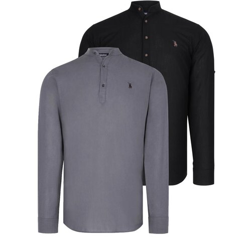 Dewberry DOUBLE SET G783 JUDGE COLLAR SHIRT-BLACK-ANTHRACITE Slike
