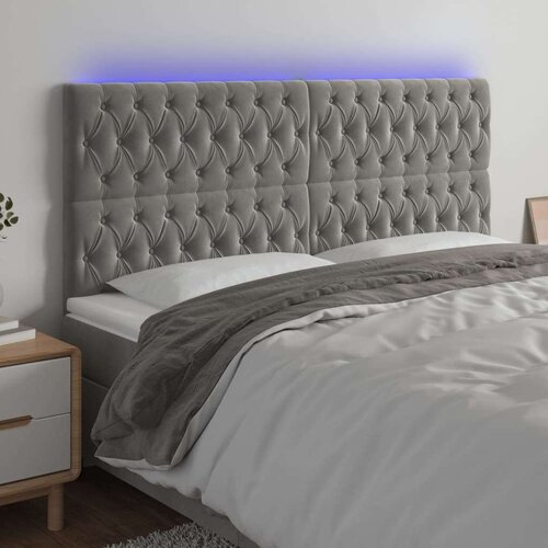 vidaXL LED uzglavlje svjetlosivo 180x7x118/128 cm baršunasto Cene