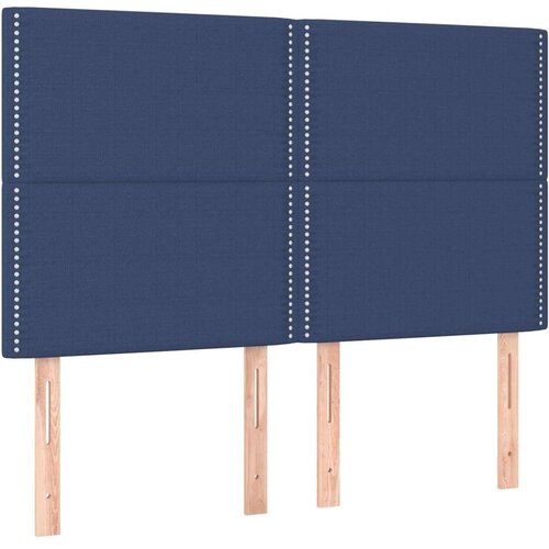  Krevet box spring s madracem LED plavi 140x200 cm od tkanine Slike