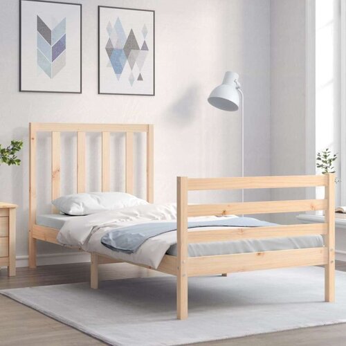  Kreveta s uzglavljem 90 x 200 cm od masivnog drva Slike