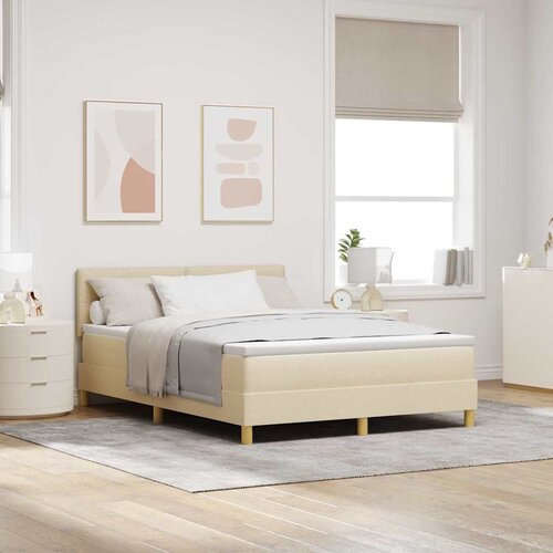  LED Box Spring Krevet s LED trakama Krema 160 x 200 cm tkanina Cijene
