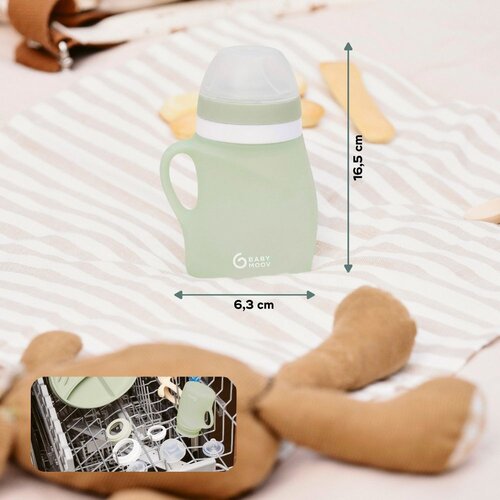 Babymoov Ergonomska silikonska bočica 150ml - Green Slike