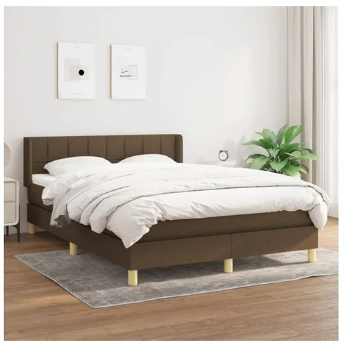 Den Box spring postelja z vzmetnico temno rjava 140x200 cm blago