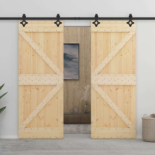  Klizna vrata s priborom za montažu 100x210 cm masivna borovina Slike