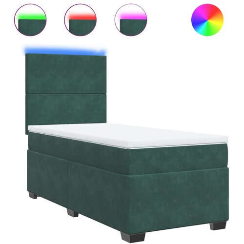 vidaXL Box spring postelja z vzmetnico temno zelena 90x200 cm žamet, (21310466) Cene
