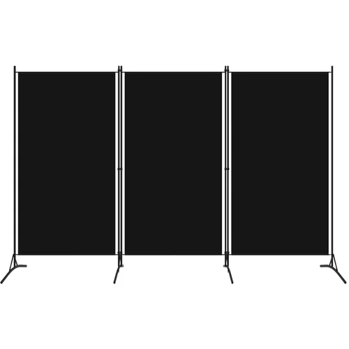 vidaXL Sobna pregrada s 3 panela crna 260 x 180 cm