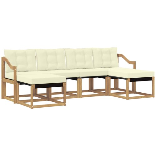 vidaXL Zunanja garnitura za sedenje z blazino 6 pcs Bela in krem, (5000279553) Cene