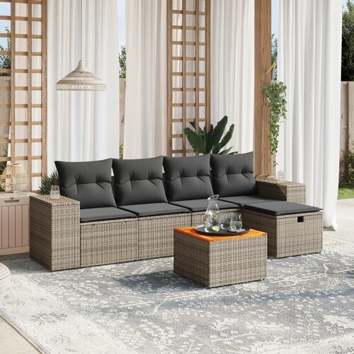 vidaXL 6-dijelni set vrtnih sofa od poliratana s jastucima sivi Cijene