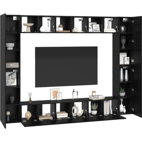  Set TV komoda 10 pcs Crni hrast Srednja 30.5 x 30 x 90 cm Slike