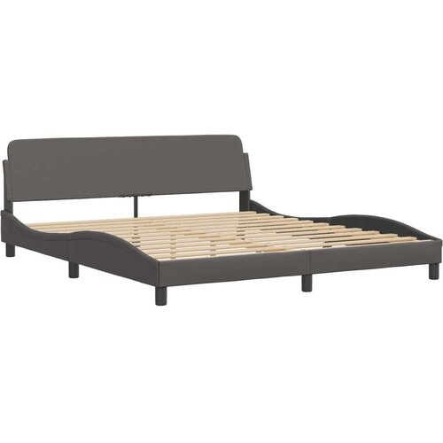  Krevet s madracem sivi 180 x 200 cm od umjetne kože Slike