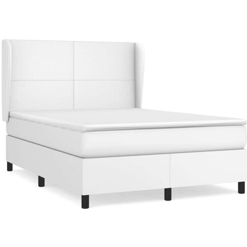  Krevet s oprugama i madracem bijeli 140x190 cm od umjetne kože Slike