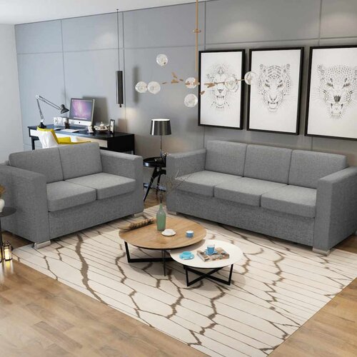 Dvodijelni set sofa od tkanine svijetlosivi Cijene