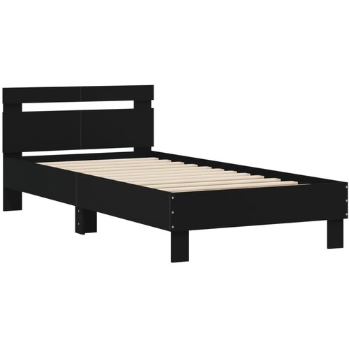 VidaXL Posteljni okvir z vzglavjem črn 100x200 cm inženirski les, (20978723) Slike