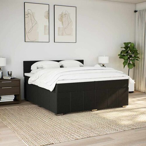  Krevet s oprugama i madracem crni 200x200 cm od tkanine Slike