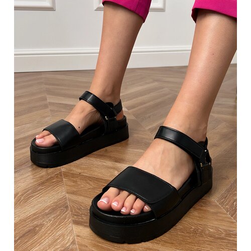 Gemre Black eco-leather platform sandals Trensi Cene