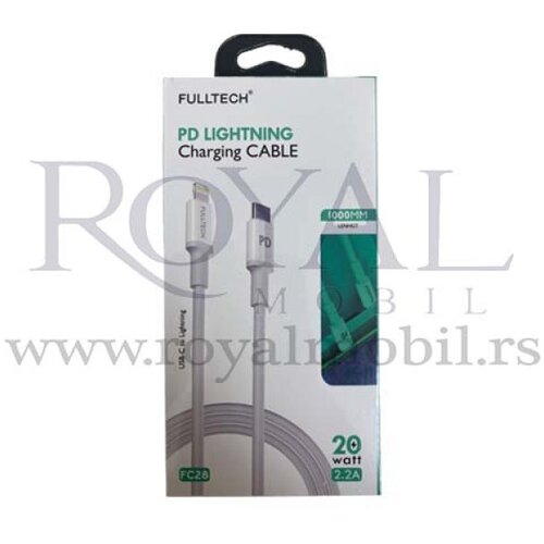  usb kabal fulltech charging FC28 pd lightning 2.2A 20W bela Slike