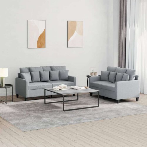  2-dijelni set sofa s jastucima svjetlosivi od tkanine Cijene